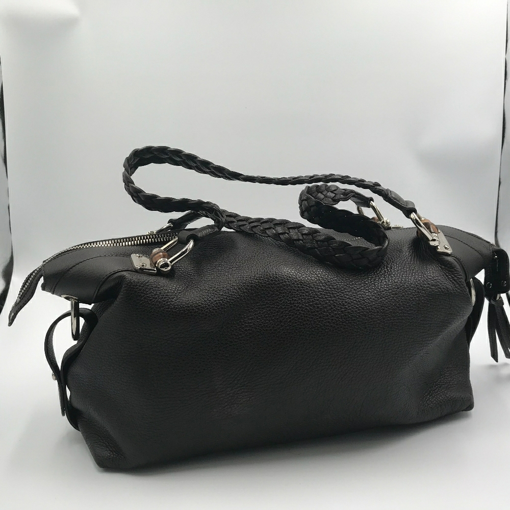 Gucci Pebbled Calfskin Bamboo Bar Tote in brown leather